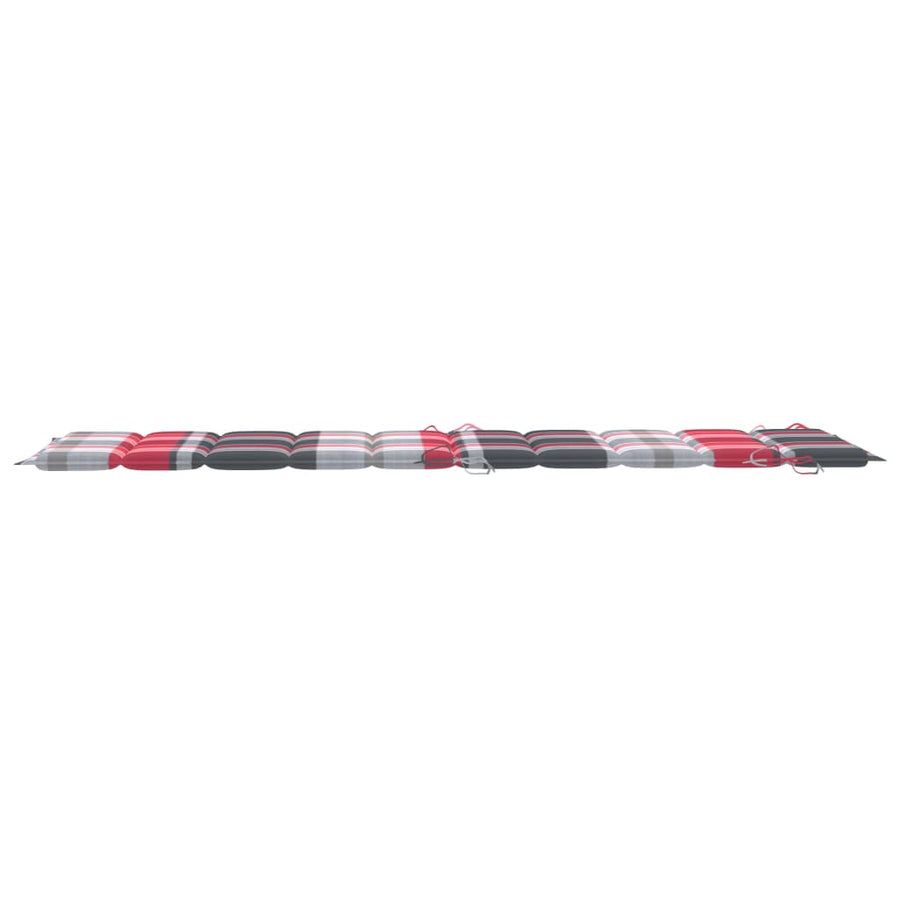 Ligbedden 2 St Met Tafel En Kussens Massief Acaciahout Rood ruitpatroon 2 ligbedden met tafel