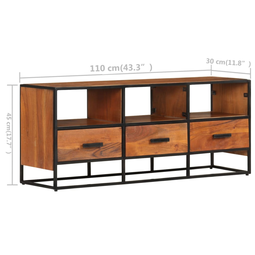 Tv-Meubel 0X30X45 Cm Massief Acaciahout Donkerbruin