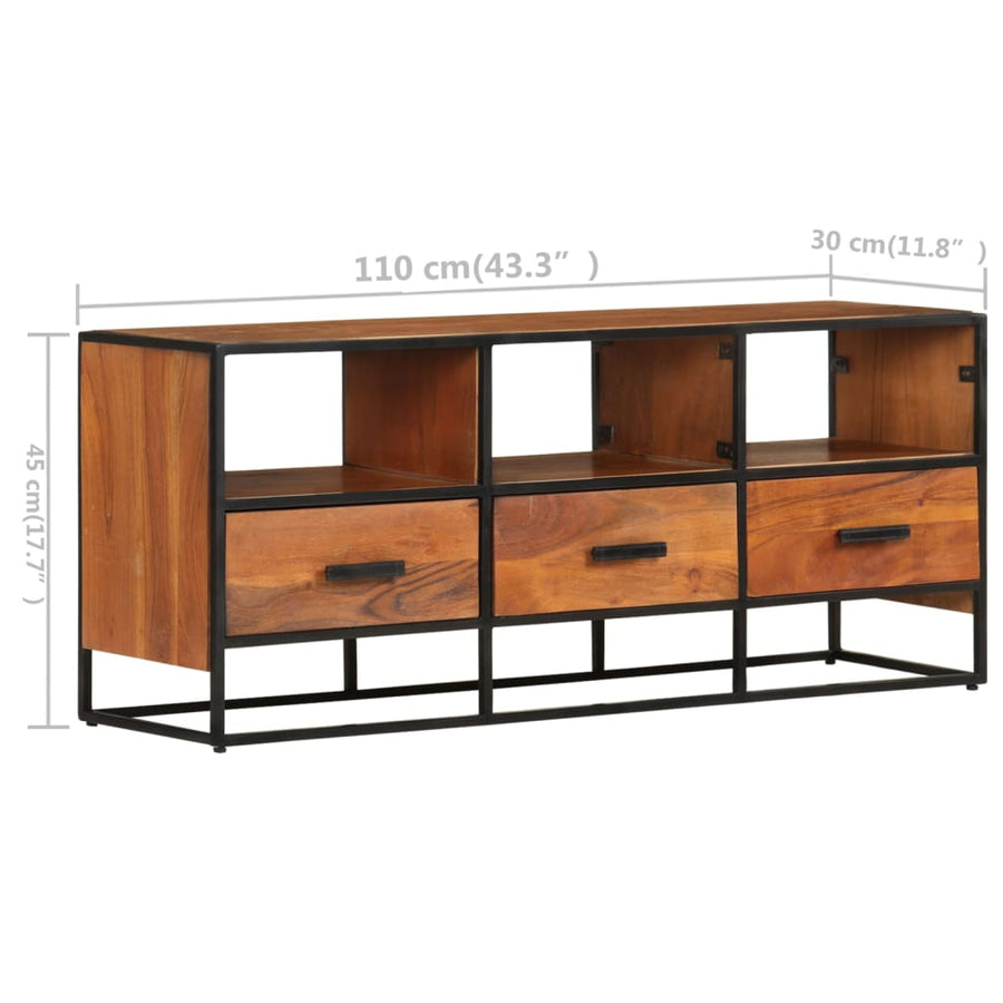 Tv-Meubel 0X30X45 Cm Massief Acaciahout Donkerbruin