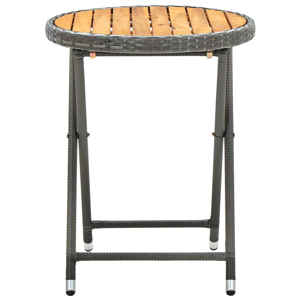 Tafeltje 60 Cm Poly Rattan En Massief Acaciahout Grijs