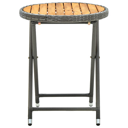 Tafeltje 60 Cm Poly Rattan En Massief Acaciahout Grijs