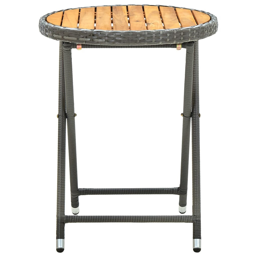 Tafeltje 60 Cm Poly Rattan En Massief Acaciahout Grijs
