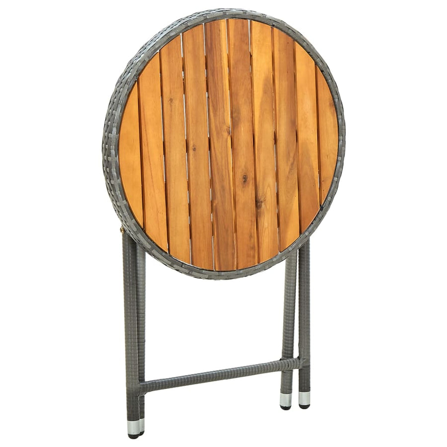 Tafeltje 60 Cm Poly Rattan En Massief Acaciahout Grijs