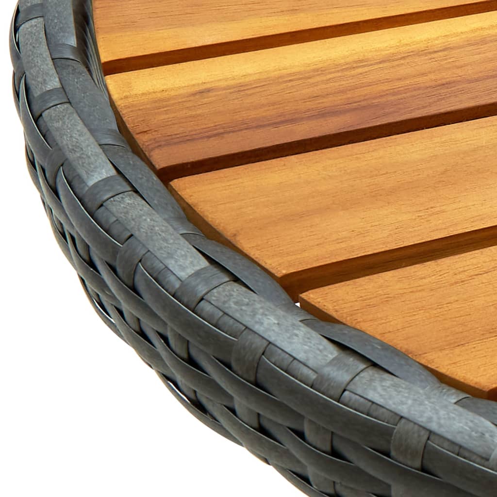 Tafeltje 60 Cm Poly Rattan En Massief Acaciahout Grijs