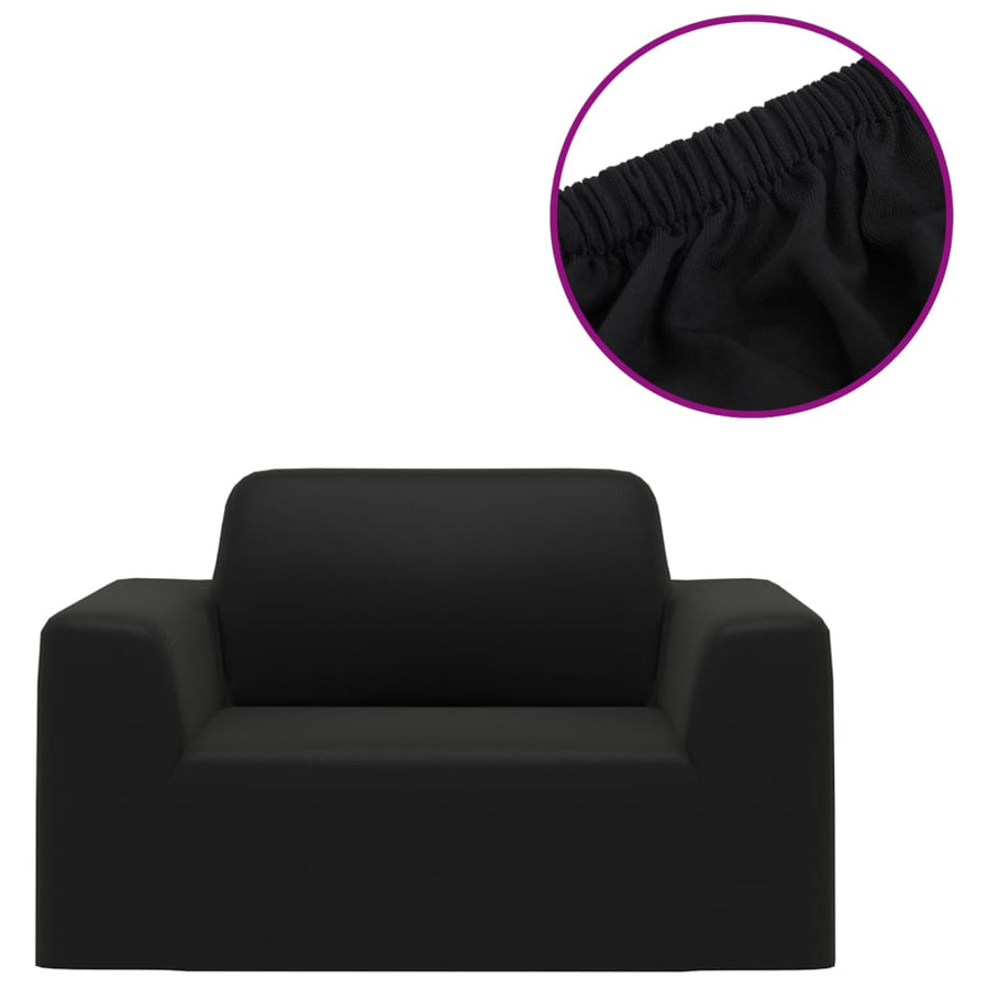 Bankhoes Stretch Polyester Jersey Zwart Fauteuil