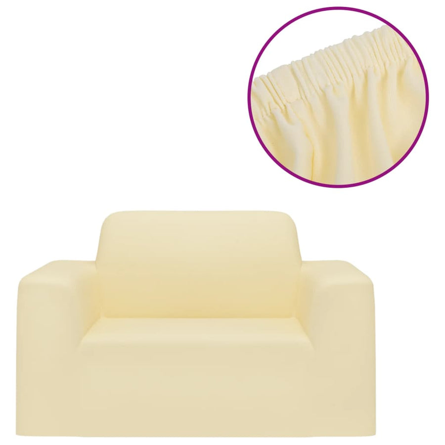 Bankhoes Stretch Polyester Jersey Kleurig Crème Fauteuil