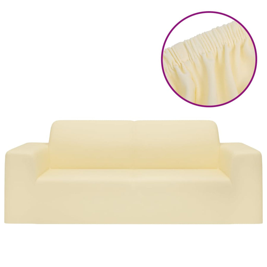 Hoes Stretch Polyester Jersey Kleurig Crème Tweezitsbank