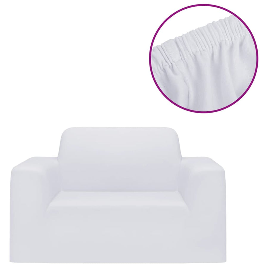 Bankhoes Stretch Polyester Jersey Wit Fauteuil