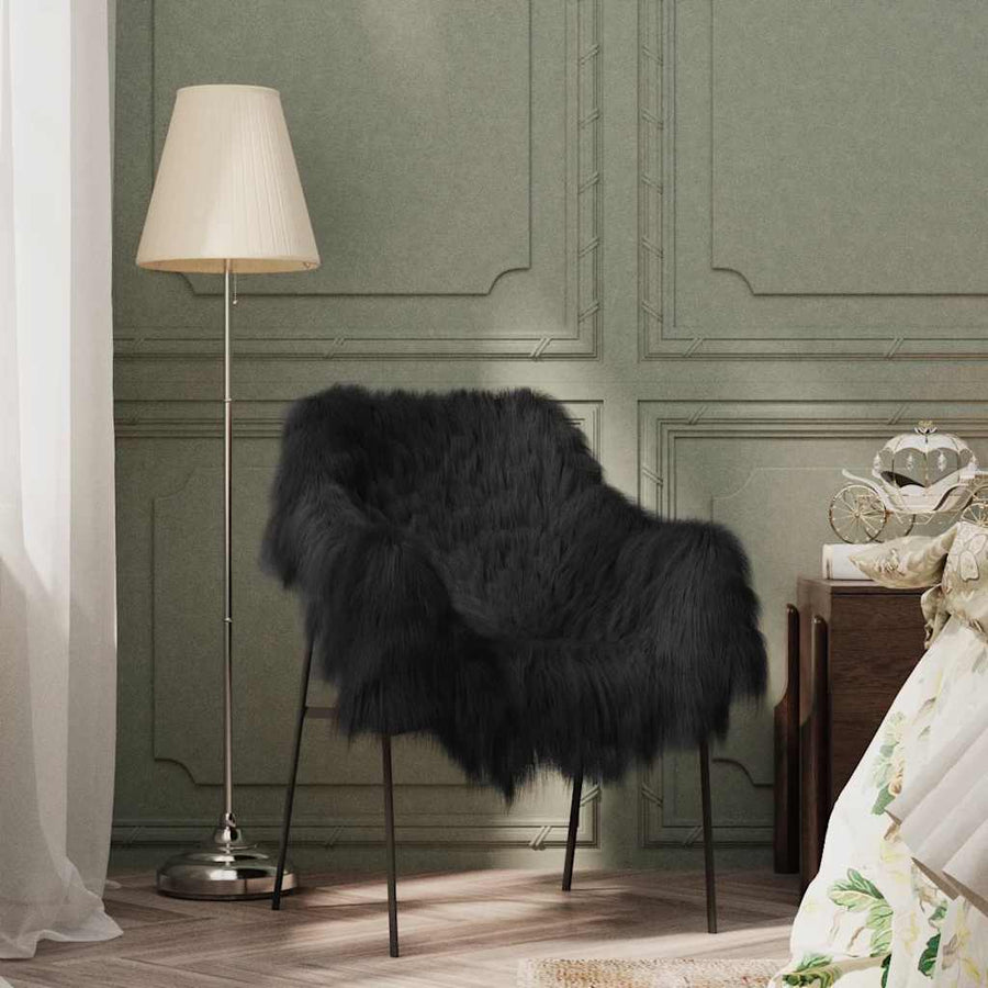 Stoelhoes IJslander schapenleer 70x110 cm zwart