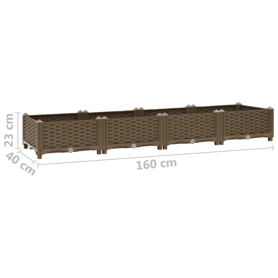 Plantenbak Verhoogd Polypropyleen 160 x 40 x 23 cm Bruin
