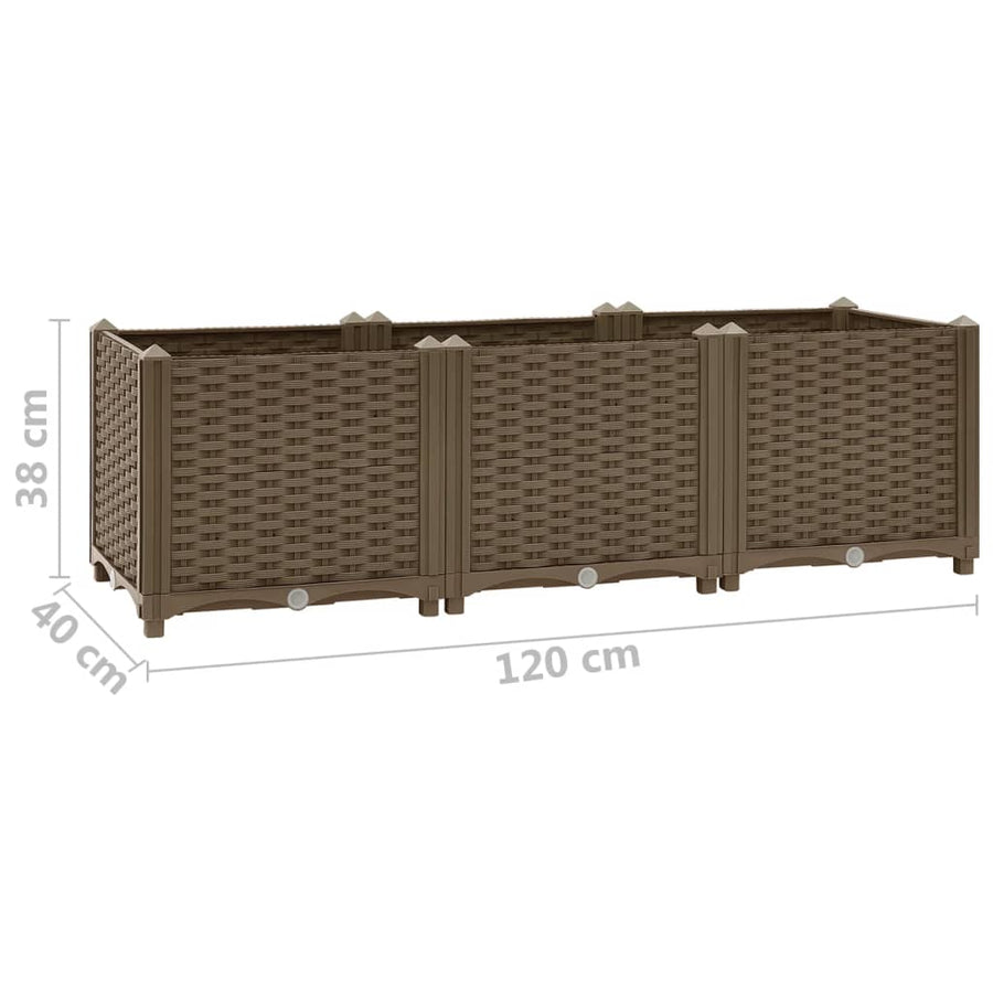 Plantenbak Verhoogd Polypropyleen 120 x 40 x 38 cm Bruin