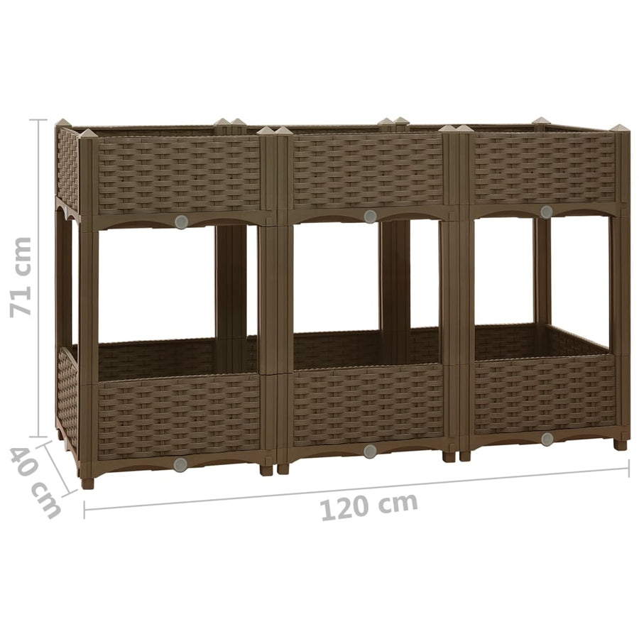 Plantenbak Verhoogd Polypropyleen 120 x 40 x 71 cm Bruin