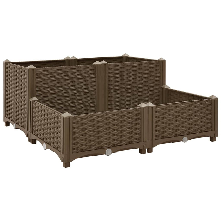 Plantenbak Verhoogd 80X80X38 Cm Polypropyleen 80 x 80 x (23-38) cm Bruin