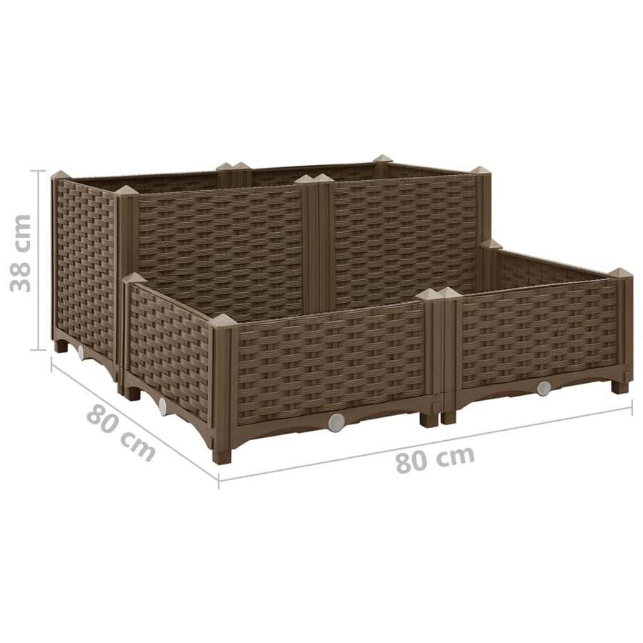 Plantenbak Verhoogd 80X80X38 Cm Polypropyleen 80 x 80 x (23-38) cm Bruin