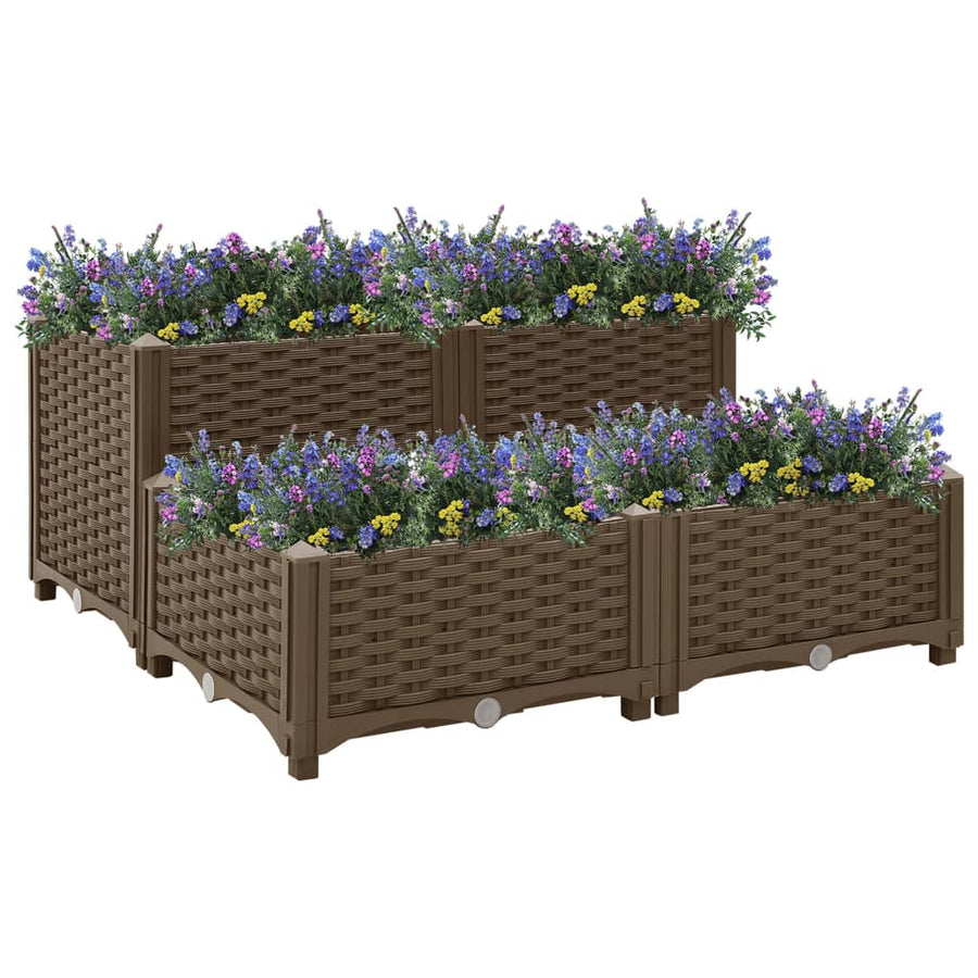 Plantenbak Verhoogd 80X80X38 Cm Polypropyleen 80 x 80 x (23-38) cm Bruin