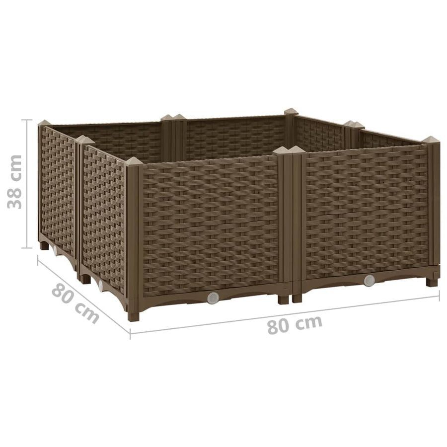 Plantenbak Verhoogd Polypropyleen 80 x 80 x 38 cm Bruin