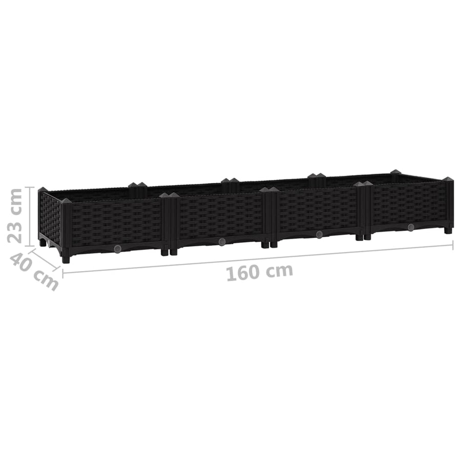 Plantenbak Verhoogd Polypropyleen 160 x 40 x 23 cm Zwart