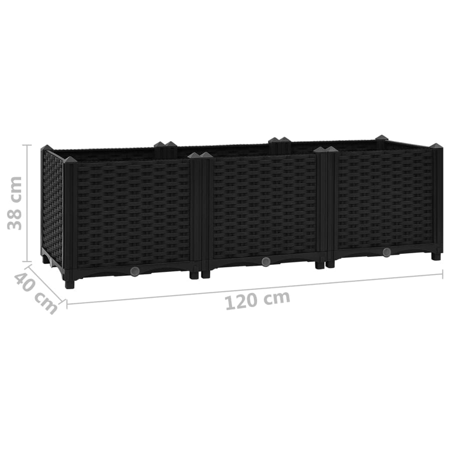 Plantenbak Verhoogd Polypropyleen 120 x 40 x 38 cm Zwart