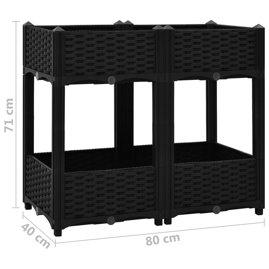 Plantenbak Verhoogd Polypropyleen 80 x 40 x 71 cm Zwart