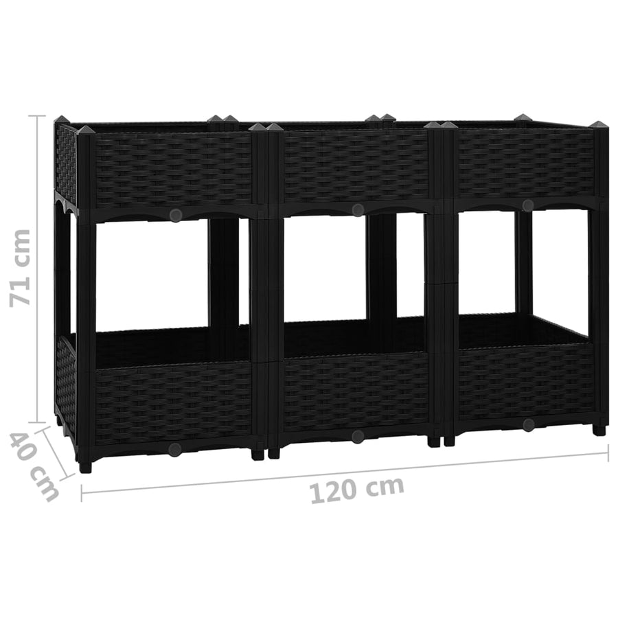 Plantenbak Verhoogd Polypropyleen 120 x 40 x 71 cm Zwart