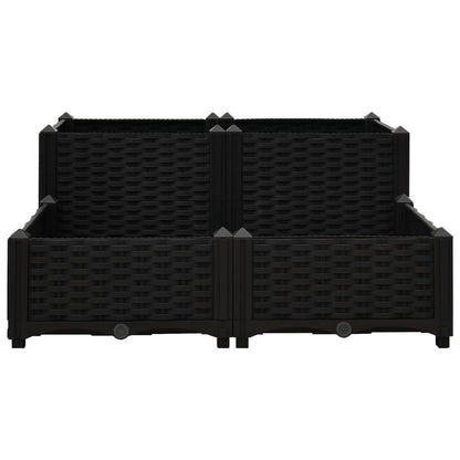 Plantenbak Verhoogd 80X80X38 Cm Polypropyleen 80 x 80 x (23-38) cm Zwart