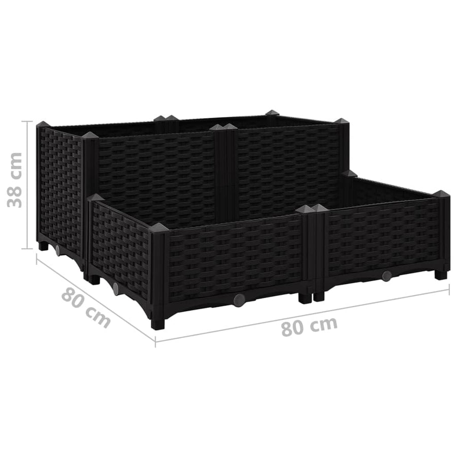 Plantenbak Verhoogd 80X80X38 Cm Polypropyleen 80 x 80 x (23-38) cm Zwart