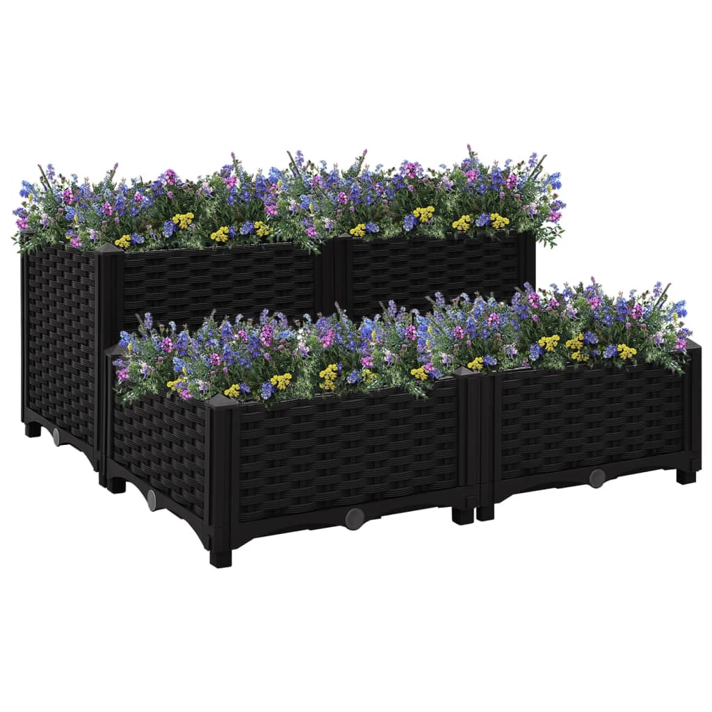 Plantenbak Verhoogd 80X80X38 Cm Polypropyleen 80 x 80 x (23-38) cm Zwart