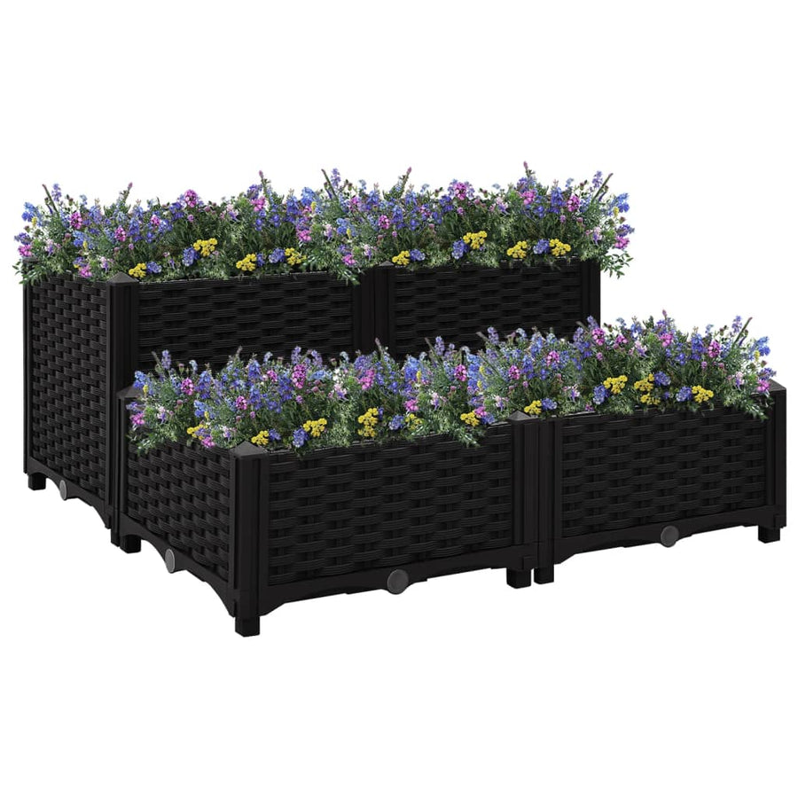 Plantenbak Verhoogd 80X80X38 Cm Polypropyleen 80 x 80 x (23-38) cm Zwart