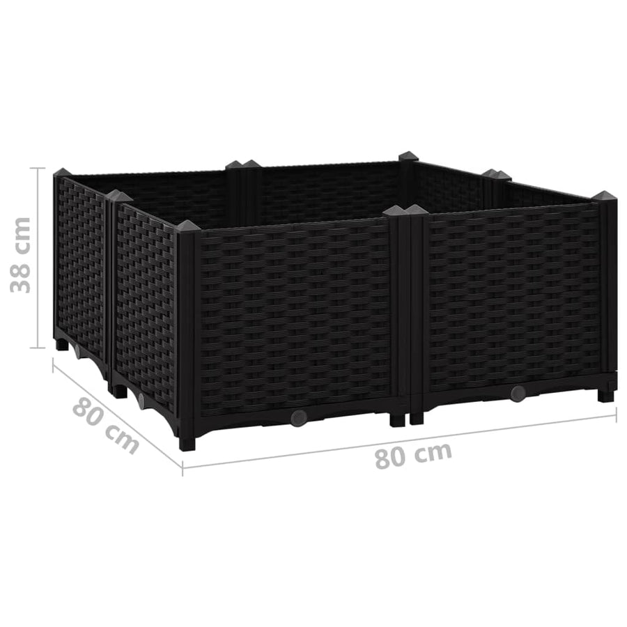 Plantenbak Verhoogd Polypropyleen 80 x 80 x 38 cm Zwart