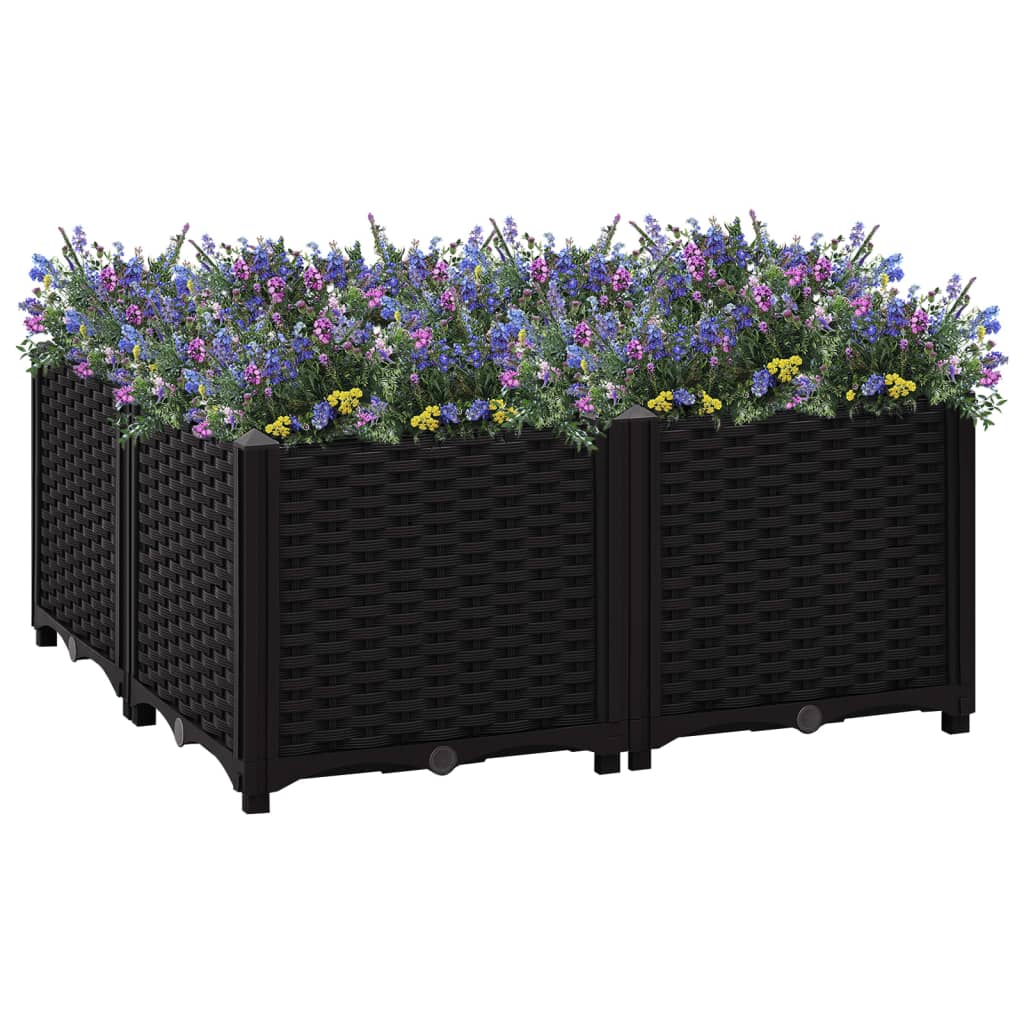 Plantenbak Verhoogd Polypropyleen 80 x 80 x 38 cm Zwart