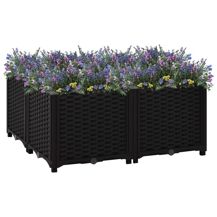 Plantenbak Verhoogd Polypropyleen 80 x 80 x 38 cm Zwart