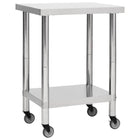 Keukenwerktafel 60x30x85 cm roestvrij staal met wielen