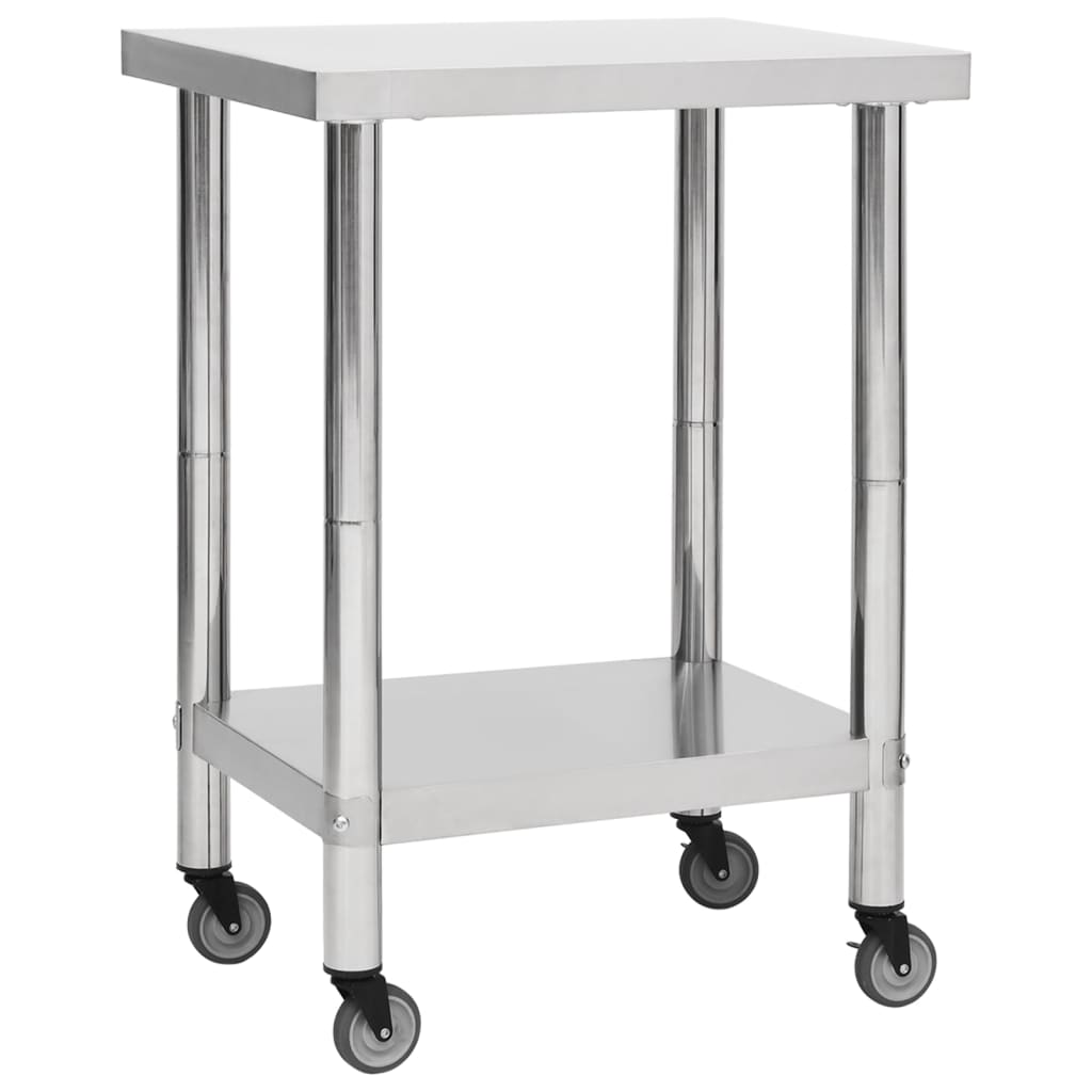 Keukenwerktafel Met Wielen 60X30X85 Cm Roestvrij Staal 1 60 x 30 x 85 cm