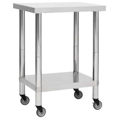 Keukenwerktafel Met Wielen 60X30X85 Cm Roestvrij Staal 1 60 x 30 x 85 cm