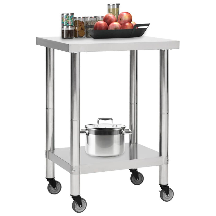 Keukenwerktafel Met Wielen 60X30X85 Cm Roestvrij Staal 1 60 x 30 x 85 cm
