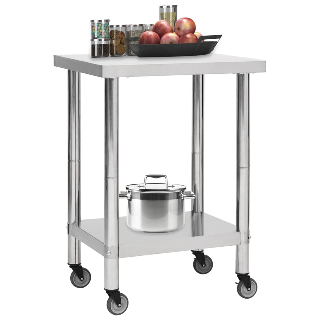 Keukenwerktafel Met Wielen Roestvrij Staal 60 x 45 x 85 cm
