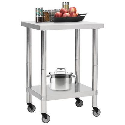 Keukenwerktafel Met Wielen Roestvrij Staal 60 x 45 x 85 cm