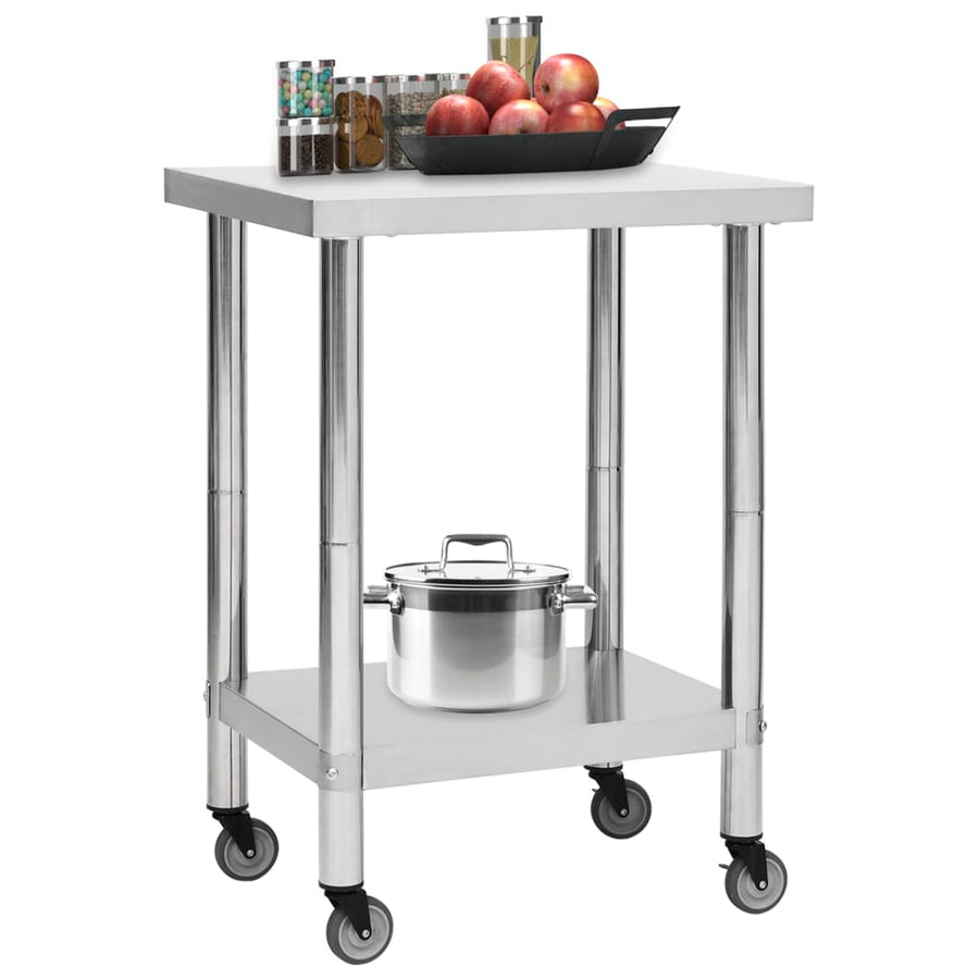 Keukenwerktafel Met Wielen Roestvrij Staal 60 x 45 x 85 cm