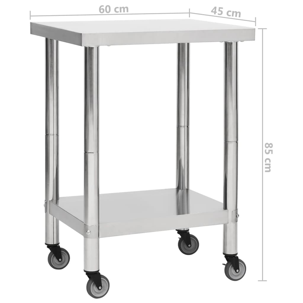 Keukenwerktafel Met Wielen Roestvrij Staal 60 x 45 x 85 cm