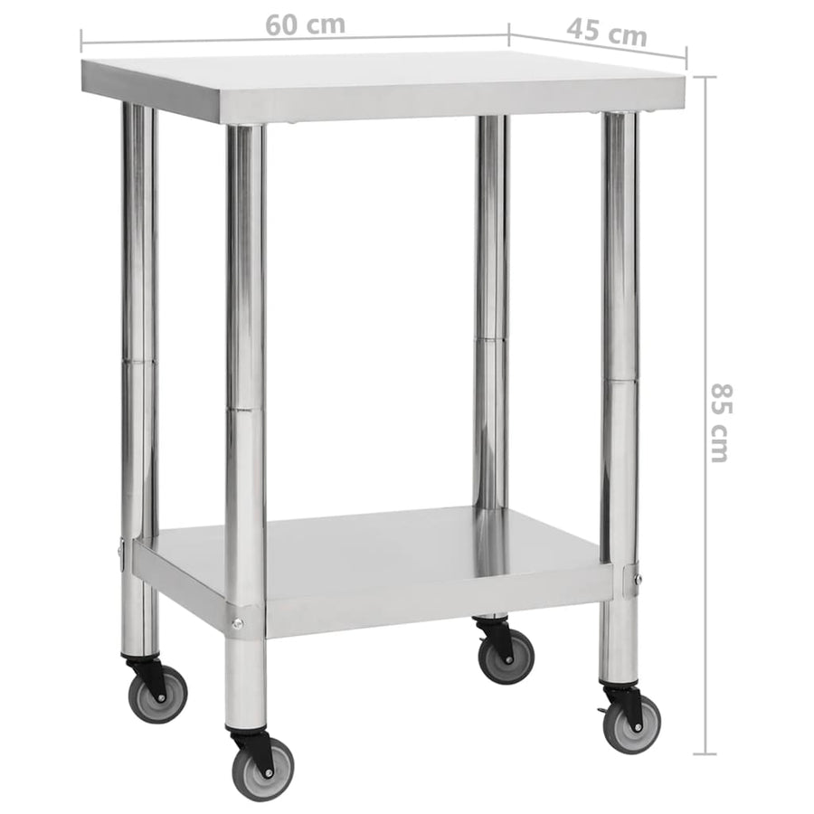 Keukenwerktafel Met Wielen Roestvrij Staal 60 x 45 x 85 cm