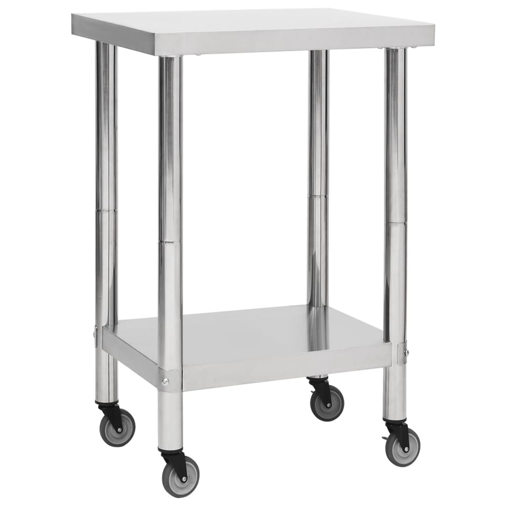 Keukenwerktafel Met Wielen Roestvrij Staal 60 x 60 x 85 cm