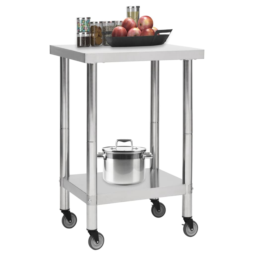 Keukenwerktafel Met Wielen Roestvrij Staal 60 x 60 x 85 cm