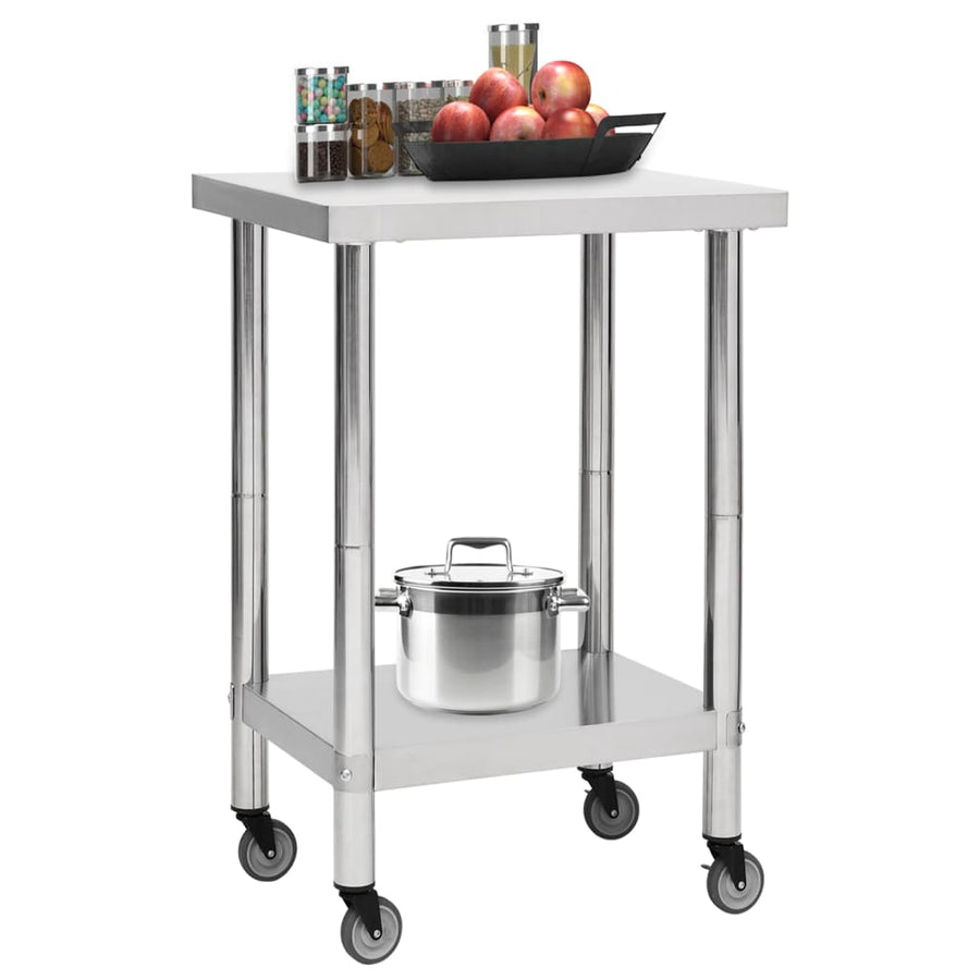 Keukenwerktafel Met Wielen Roestvrij Staal 60 x 60 x 85 cm