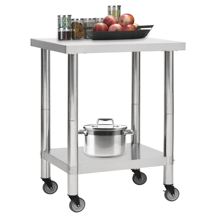 Keukenwerktafel Met Wielen Roestvrij Staal 80 x 45 x 85 cm