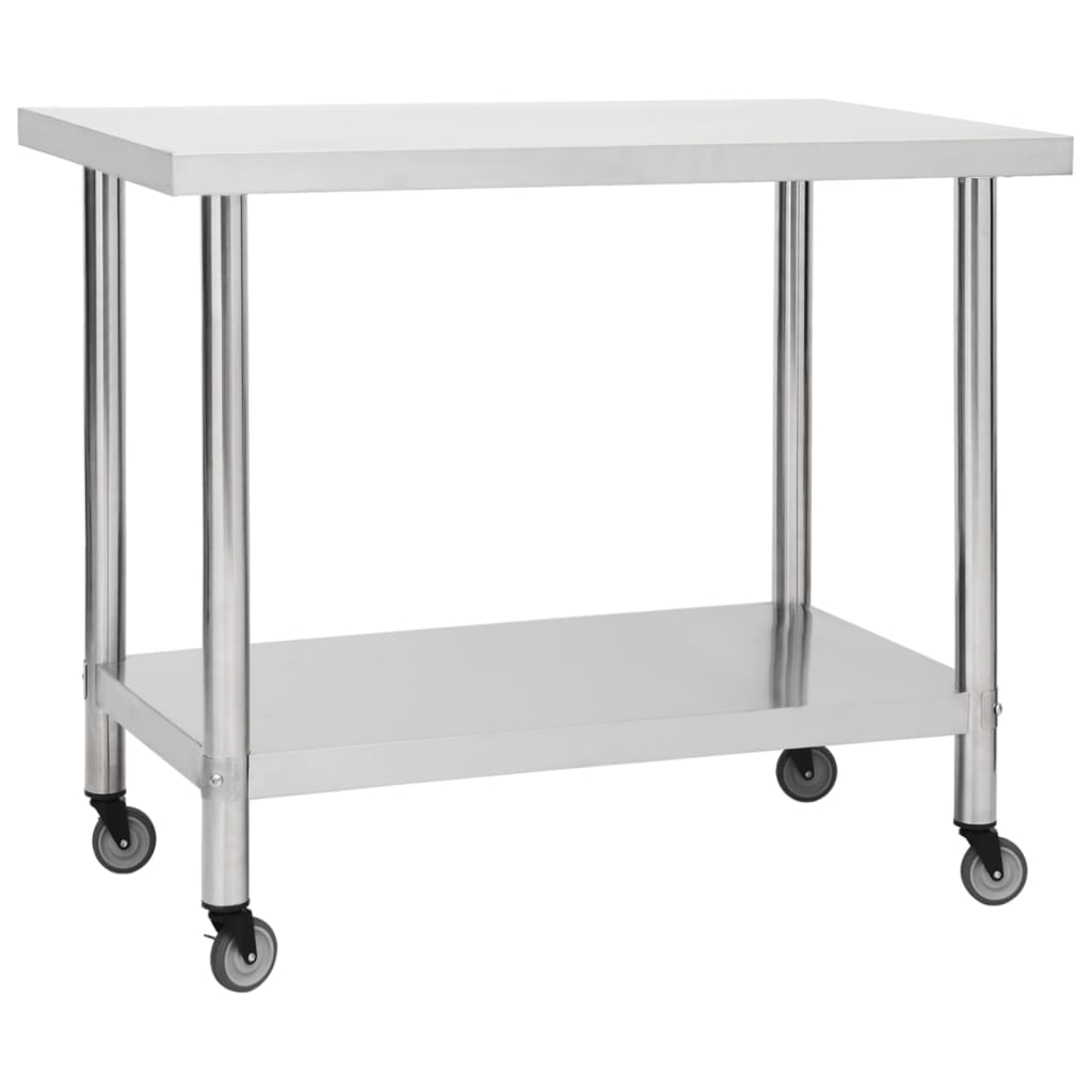 Keukenwerktafel Met Wielen Roestvrij Staal 80 x 60 x 85 cm