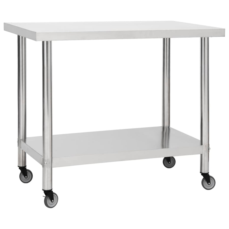 Keukenwerktafel Met Wielen Roestvrij Staal 80 x 60 x 85 cm