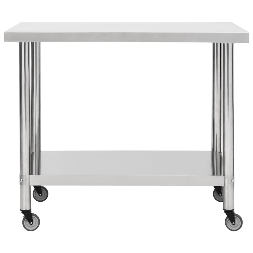 Keukenwerktafel Met Wielen Roestvrij Staal 80 x 60 x 85 cm