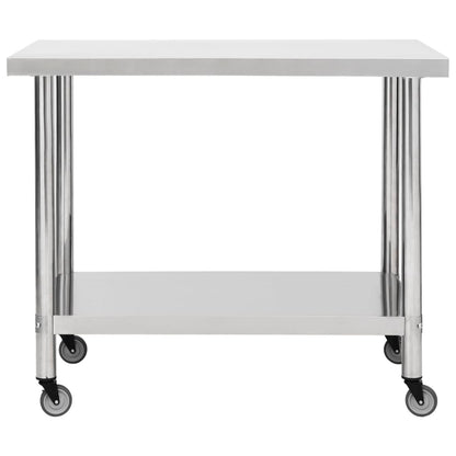 Keukenwerktafel Met Wielen Roestvrij Staal 80 x 60 x 85 cm