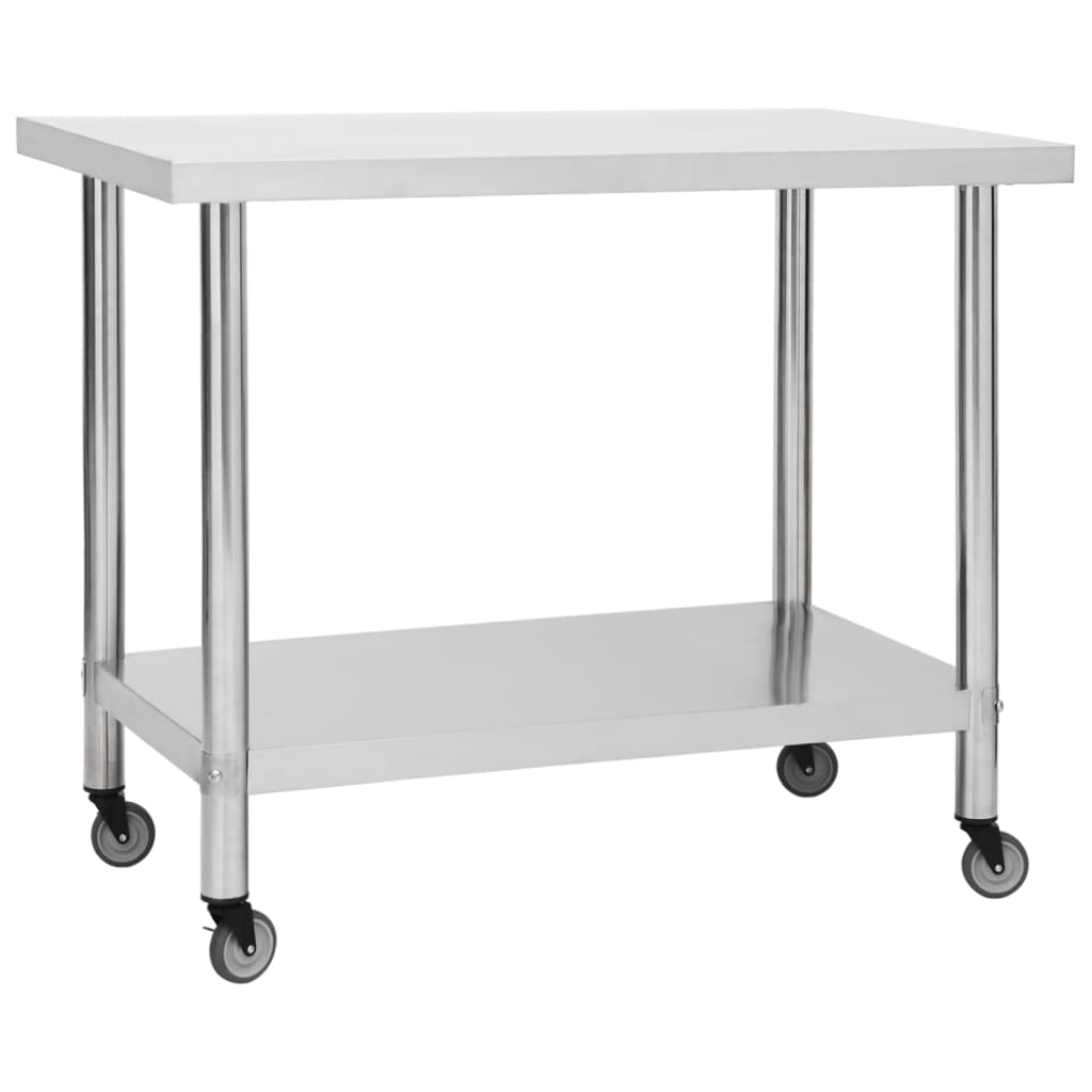 Keukenwerktafel Met Wielen Roestvrij Staal 100 x 30 x 85 cm