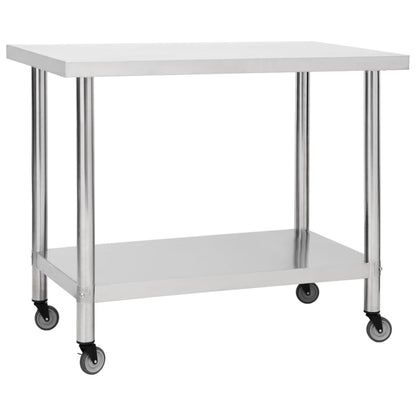 Keukenwerktafel Met Wielen Roestvrij Staal 100 x 30 x 85 cm